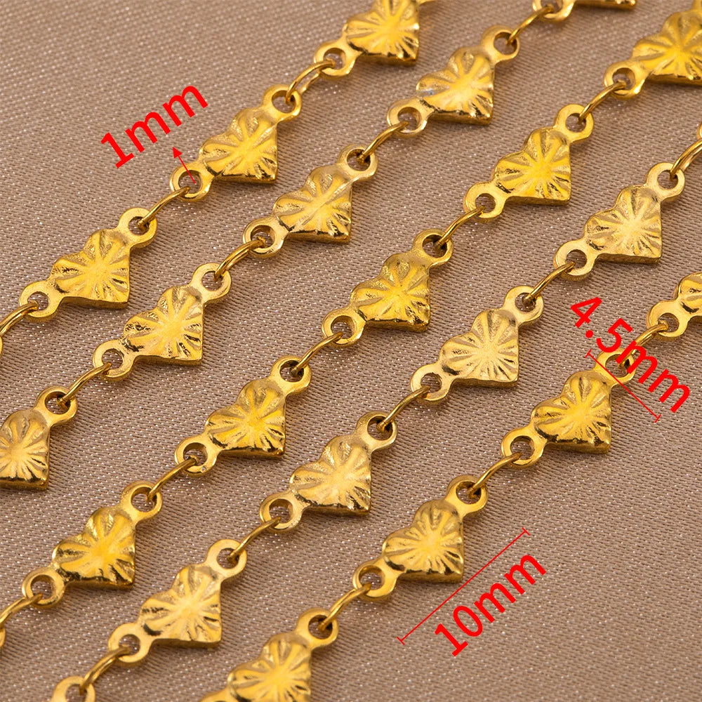 A3042 Hot Fashion 18k Gold Plated Stainless Steel Chain Heart Shape Necklace Bracelet Making Diy Jewelry Findings