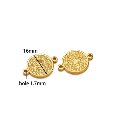 Unisex Religious Ornament Stainless Steel Gold Plated Double Hole Jesus Charm Pendant for Jewelry Making Wholesale