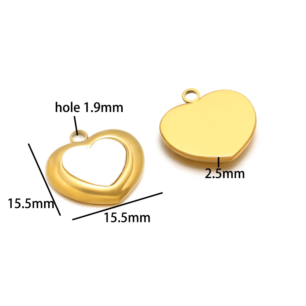 Enamel Heart Pendants 18k Gold Plated Stainless Steel Round Butterfly Charm Pendant for DIY Necklace Jewelry Making