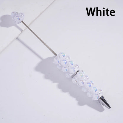 Beadable Ballpoint Pens with Half-Shell & Small White Pearls for DIY Pen Making & Gift Craft