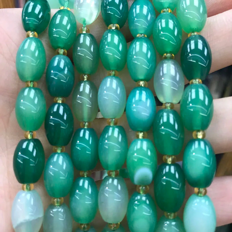 New Natural 8x12mm Rice Dyed Rainbow Colorful Agate Loose Bead, Mutil-color Agate Tourmaline for DIY Women Jewelry Making