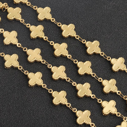 D529 New Stainless Steel Hollow Four Leaf Chain PVD Gold Plated Clover Chain for Fashion Diy Jewelry Making