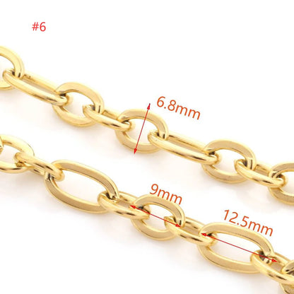 E235 Trunk Gold Silver Chain Waterproof Stainless Steel Chains Paper Clip Chains for Jewelry Custom Diy