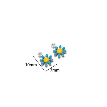 High Quality 304 Stainless Steel 18k Gold Plated Enamel Flower Charms Pendant for Jewelry Necklace Making