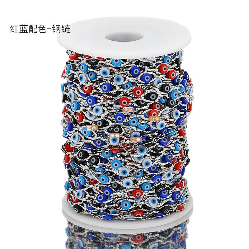 B3272 6mm Gold Filled Chain Ins Stainless Steel Chain Eye Enamel Charms Chain for Making