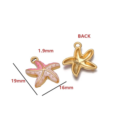 High Quality Jinrou 18K Gold Plated Stainless Steel Enamel Starfish Shape Pendant for Necklace and Earrings Jewelry Making