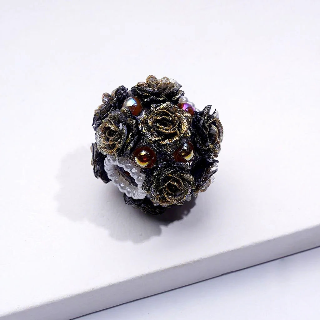 Mini Rose Flower Cute Pearls Round Beads 3D Simulation Ceramic Polymer Loose Beads for DIY Jewelry Making