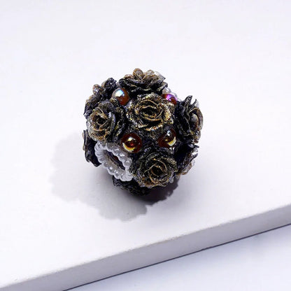 Mini Rose Flower Cute Pearls Round Beads 3D Simulation Ceramic Polymer Loose Beads for DIY Jewelry Making