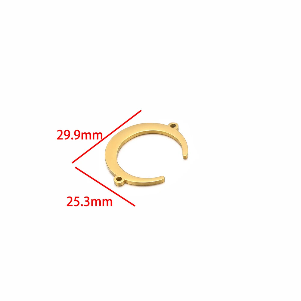 Unique Stainless Steel 18k Gold Plated Jewelry Connectors Double-hole Moon Charm Pendants for DIY Jewelry Making