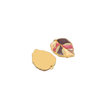 Fashion Stainless Steel 18k Gold Plated Colorful Enamel Leaf Charms Pendant for Jewelry Necklace Earrings Making Accessories