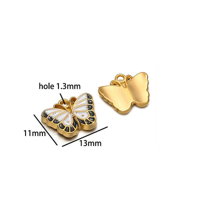 Hot Selling 18k Gold Plated Stainless Steel Enamel Butterfly Heart Shell Starfish Charm Pendant for DIY Necklace Jewelry Making
