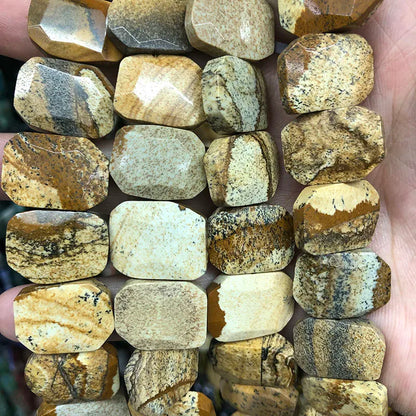 Natural Gemstone Faceted Irregular Faceted Freeform Flat Rectangle Polygon Beads Strand for Jewelry Making Bracelets Necklaces
