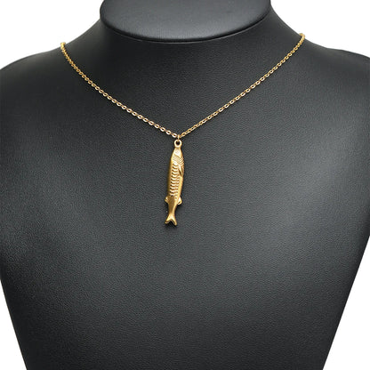 Vintage 18k Gold Plated Stainless Steel Fish Charm Pendant for DIY Handmade Necklace Earrings Jewelry Making