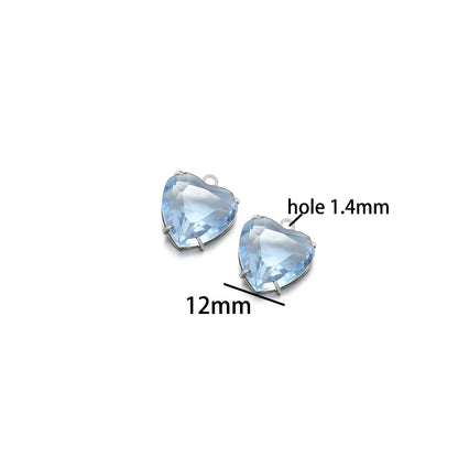 Love Charm 304 Stainless Steel 18k Gold Plated 12mm Heart Crystal Charm Pendant for Jewelry Necklace Making