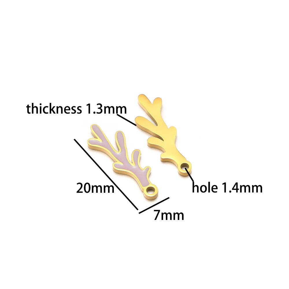 TIK TOK Hotsale 18k Gold Plated Stainless Steel Enamel Flower Fish Bowknot Heart Dragonfly Charm Pendant for DIY Jewelry Making