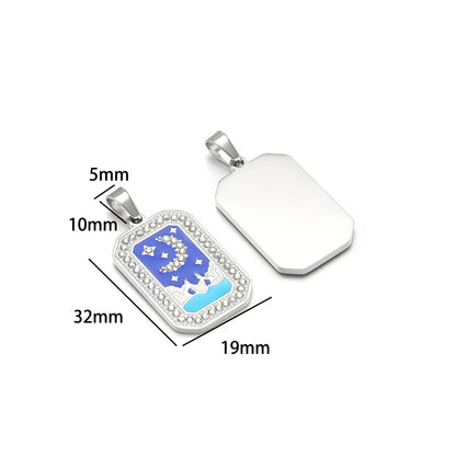 Unisex Stainless Steel Gold Plated Zircon Enamel Square Cross Charm Pendant for DIY Jewelry Making Wholesale