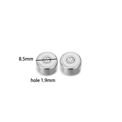 Wholesale18k Gold Plated Stainless Steel Round Zircon Spacer Bead Charms Pendant for Women Jewelry Necklace Making