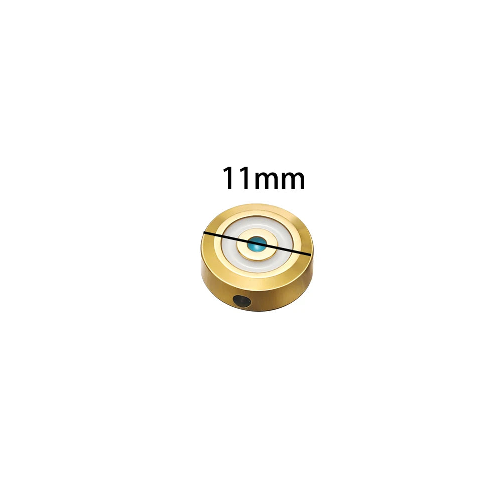 Fashion Polished Stainless Steel 18K PVD Gold Plated Enamel Pierced Beads Devil Eye Charm Pendant for Jewelry Making Accessories