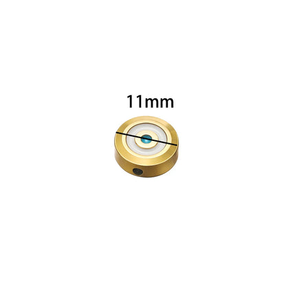 Fashion Polished Stainless Steel 18K PVD Gold Plated Enamel Pierced Beads Devil Eye Charm Pendant for Jewelry Making Accessories