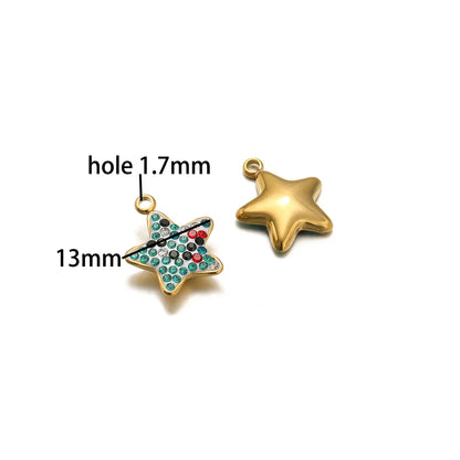 Trendy Handmade Stainless Steel 18K Gold Plated  Fashion Colorful Zircon Star Charm Pendant for Jewelry Necklace Making