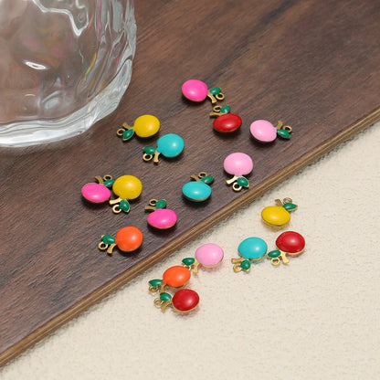 20pcs/bag Stainless Steel 18k Gold Plated Enamel Apple Charm Pendant for Handmade Jewelry Necklace Making