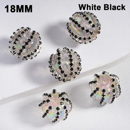 Multi-Color Translucent Acrylic Beads with UV Coating and Shiny Rhinestone Chains 18MM