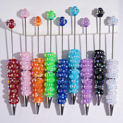 Beadable Ballpoint Pens with Half-Shell & Small White Pearls for DIY Pen Making & Gift Craft