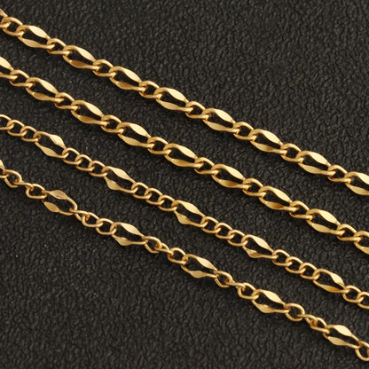 D953 Hot Waterproof Stainless Steel Chain 18k PVD Gold Plated Figaro Chain for Necklace Bracelet Making Diy
