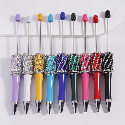 Ballpoint Pens with Oblique-Stripe and Rectangular Rhinestone Chains Plastic Material Multi-Color for Welcome Gifts