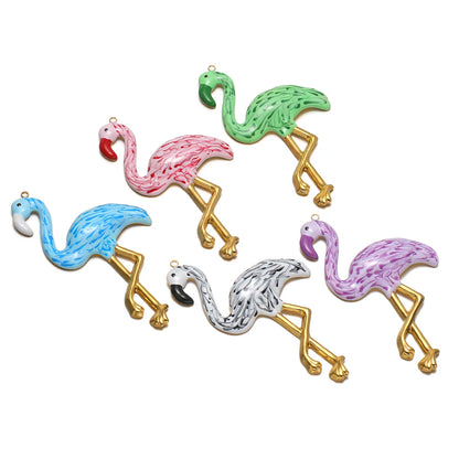 New Style Bird Pendant Stainless Steel 18k Gold Plated Oil Drop Flamingo Charm Pendant for Jewelry Necklace Making