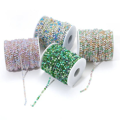 E747 3mm Bead Chain Stainless Steel Crystal Jewelry Chain Colorful Beaded Chain Diy Necklace Bracelet Jewelry Accessories