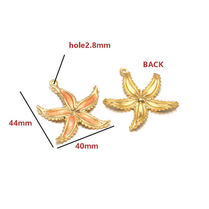 18K Gold Plated Starfish Charms Enamel Pendants Nautical Beach Style DIY Jewelry Making Supplies Accessories