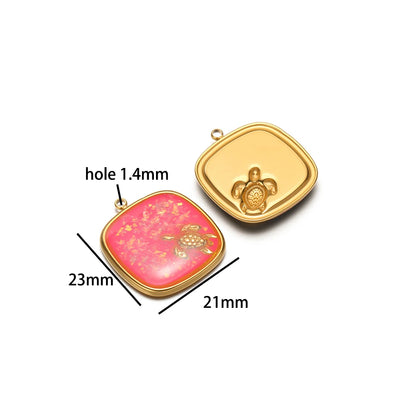 Exquisite Stainless Steel 18k Gold Plated Enamel Sea Turtle Sea Horse Charm Pendant for Jewelry Necklace Making