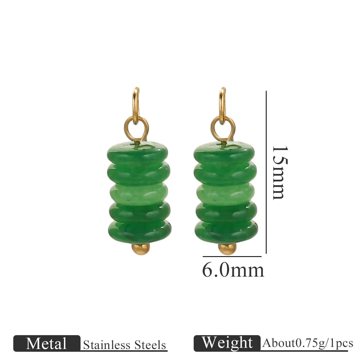 New Style Fashion Stainless Steel Gold Plated Tiger's Eye Stone Beads Charm Pendant for Earring Jewelry Making Accessories