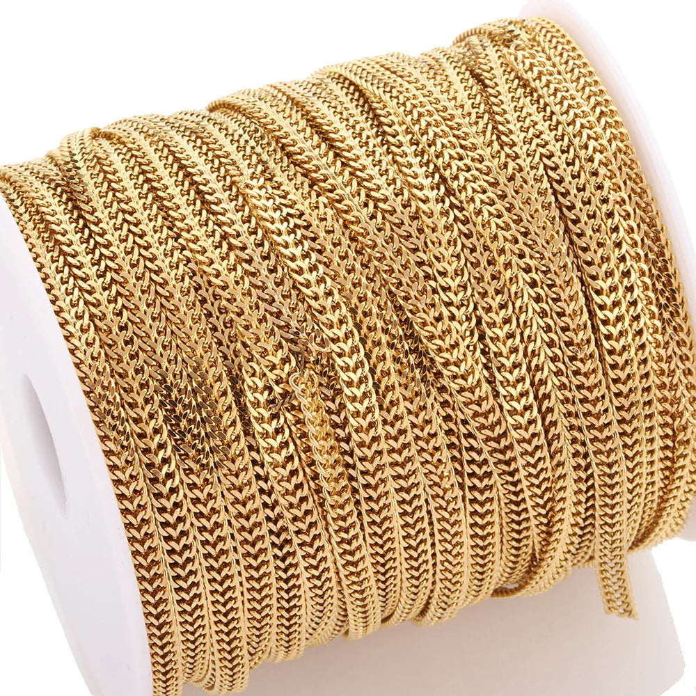 E409 Fashion Jewelry Hip-Hop Style Gold Plated Double Rows Cuban Chain Stainless Steel Necklace for Men Women