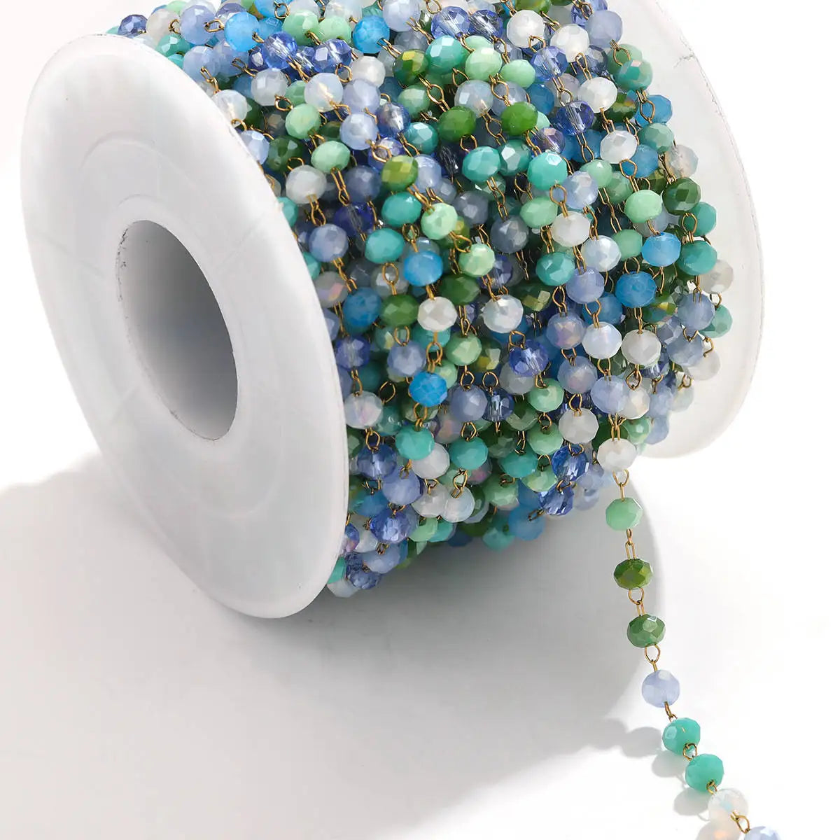 A1321 Fashion Handmade Stainless Steel Chain Beads Beaded Crystal Chain Colorful Chain for Necklace Bracelet Diy