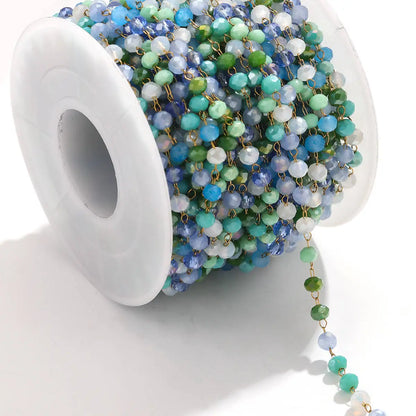 A1321 Fashion Handmade Stainless Steel Chain Beads Beaded Crystal Chain Colorful Chain for Necklace Bracelet Diy