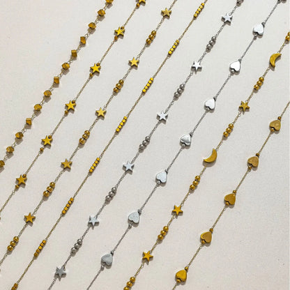 D985 Fashion Star Heart Moon Handmade Stainless Steel Chain Necklace Bracelet Diy Roll Bulk Chain for Jewelry Diy