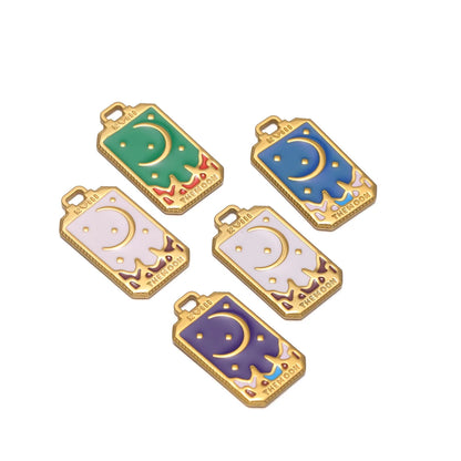 Fashion 18k Gold Plated Stainless Steel Enamel Moon Star Charm Pendant for DIY Handmade Necklace Earrings Jewelry Making