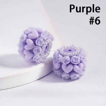 Acrylic Lucite Plastic Beads Luminous with Rose Flowers Frosted Hearts Valentine's Day White Pearl Chains 20MM Multi-Color
