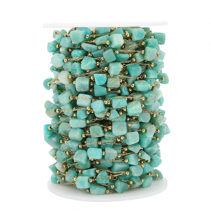 A1764 Raw Stone Crystal Beads Beaded Chain Rosary Crystal Gemstone Chain for Necklace Bracelet Jewelry Diy