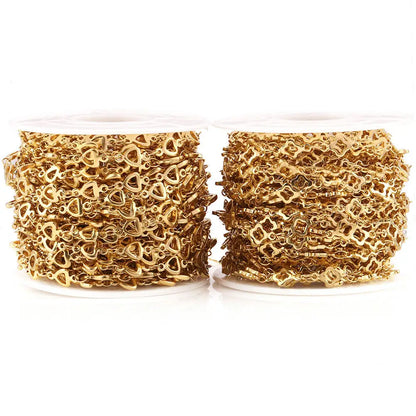 A1466 Non Tarnish Gold Stainless Steel Chain Clover Heart Chain Bulk Necklace Bracelet Jewelry Making Diy