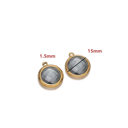 18K Gold Plated Stainless Steel Enamel Round Pendant Findings for Necklace Earrings Garment Making