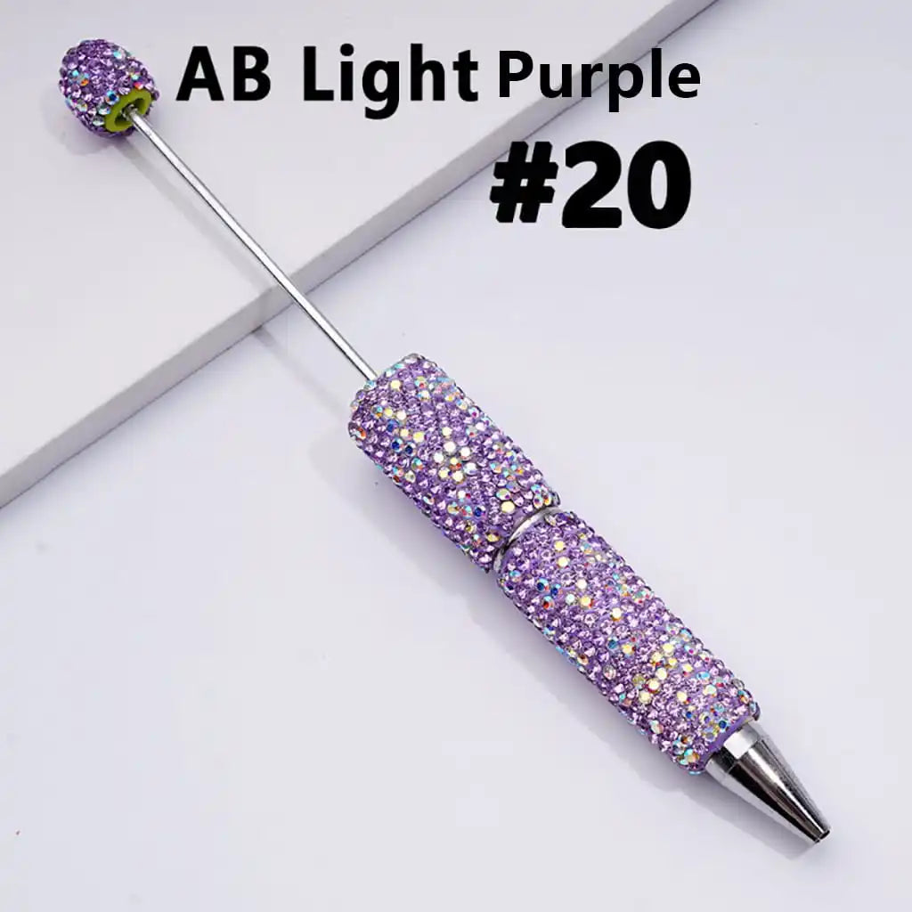 Full Rhinestone Beadable Clay Ballpoint Pens - DIY Beaded Plastic Pen for School Office Gift