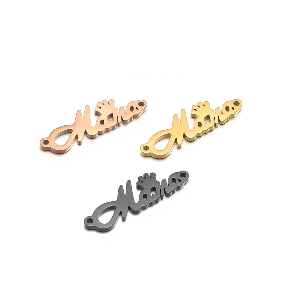New Arrivals 18k Gold Plated Stainless Steel Crown Mama Charm Pendant for Necklace Jewelry Making Jewellery Accessories