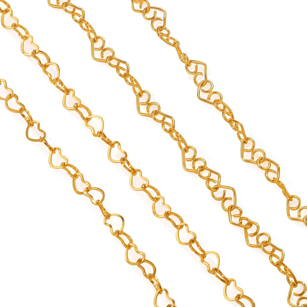 B3051 Amazing New Fashion 18k Gold Plated Stainless Steel Chain Heart Fashion Link Necklace Bracelet Chain