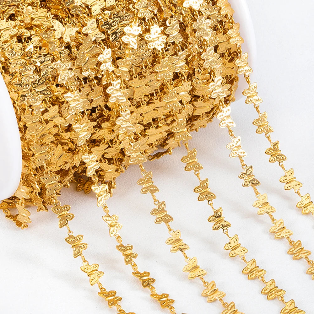 B4928 Vaccum 18k Gold Chain Stainless Steel Silver Chain Necklace Accessory Bulk Thunk Chain for Diy