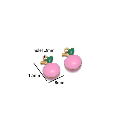 20pcs/bag Stainless Steel 18k Gold Plated Enamel Apple Charm Pendant for Handmade Jewelry Necklace Making