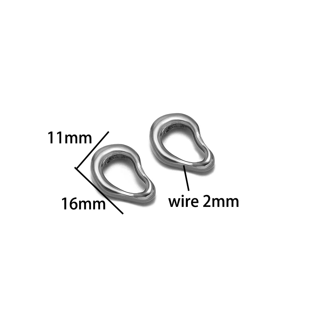 New Design 18k Gold Plated Stainless Steel Irregular Oval Charm Beads Pendant for DIY Jewelry Making Accessories