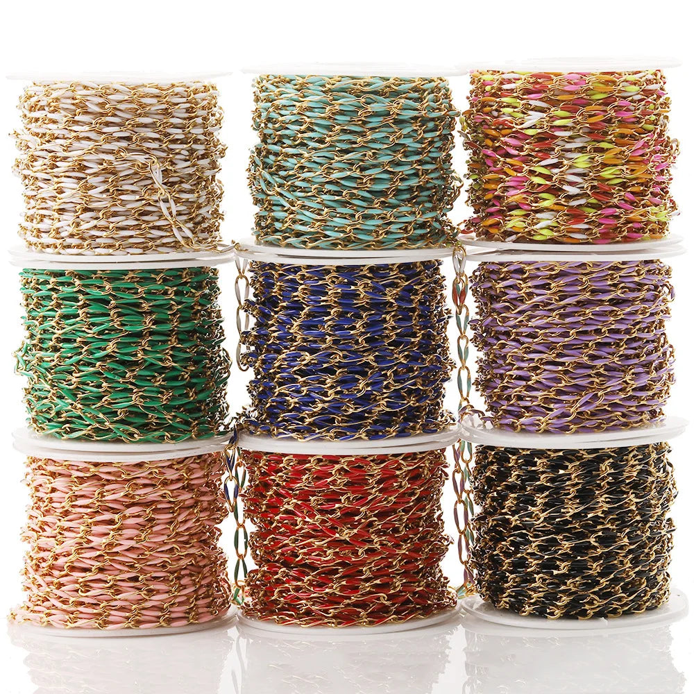 B3824 18k Gold Chain Stainless Steel Non-tarnished Chain Necklace Accessory Lip Enamel Bulk Chain